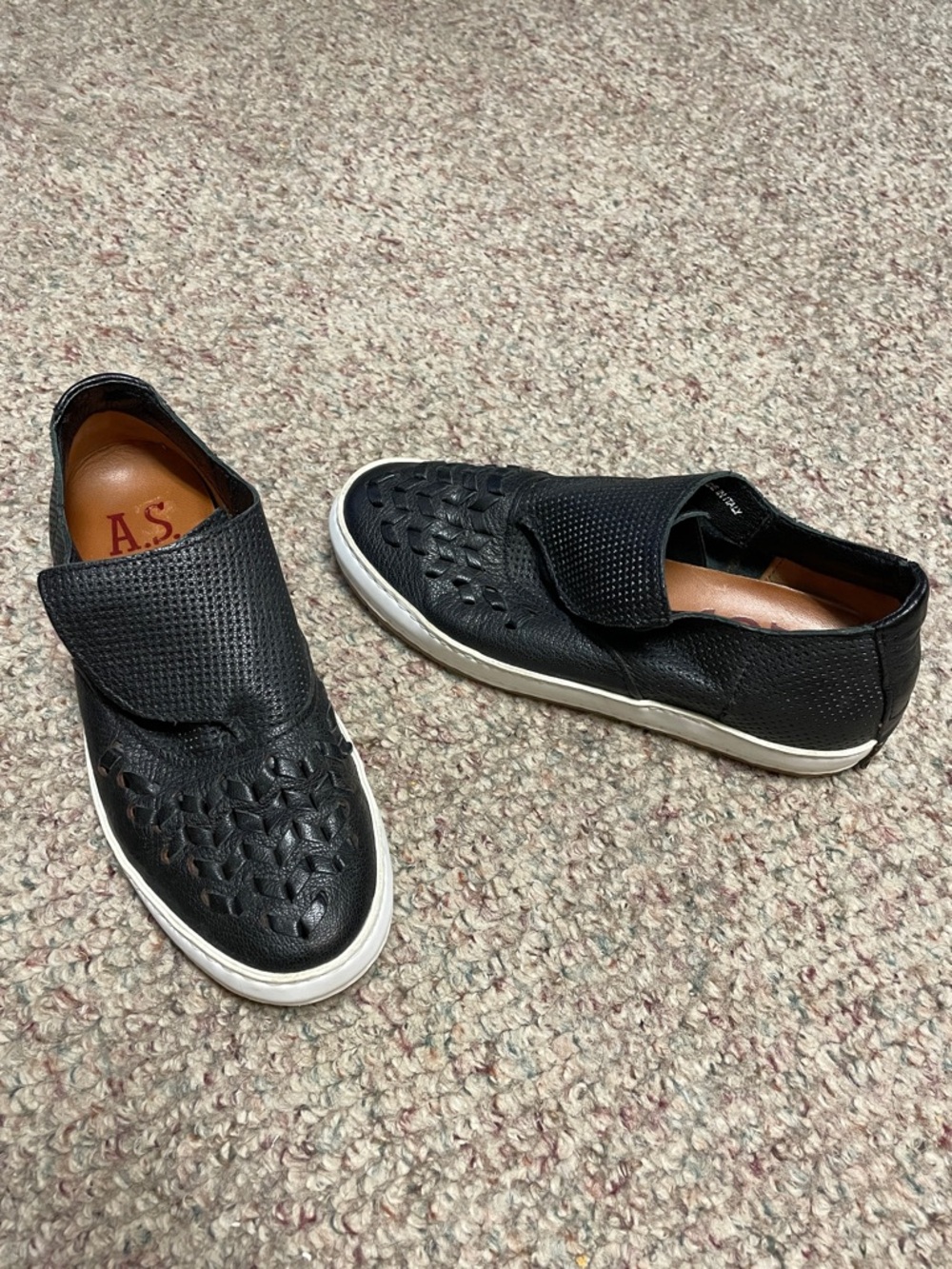 A.S. 98 Black/white leather Slip-On Sneakers - like new